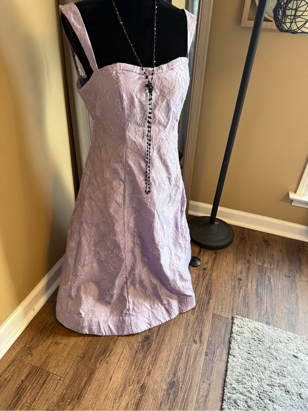 SHEIN Lavender Floral Lace Midi Dress